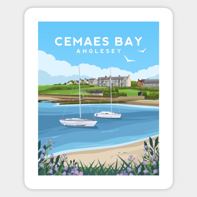 Cemaes Bay Beach, Anglesey North Wales Sticker by typelab